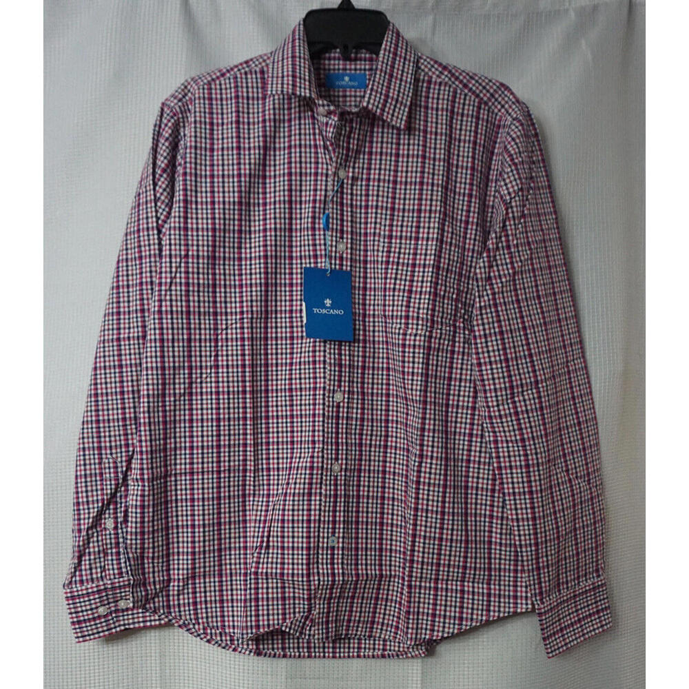 NWT Toscano Mens Long Sleeve Mini Check Multiple Color Shirt Size Medium